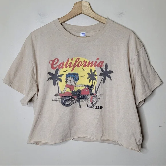 Betty Boop California Girl Cropped T-Shirt Size L - Picture 2 of 6